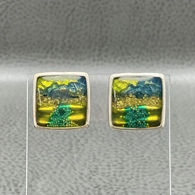 Pendientes Chico's Cuadrados para Mujer Multicolor Arte Vidrio Aspecto Plateado Poste Foto 1 de 4