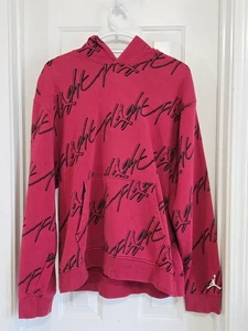 Jordan Flight Essentials All Over Print Fleece Pullover Red Hoodie Men's Size L - Picture 1 of 10