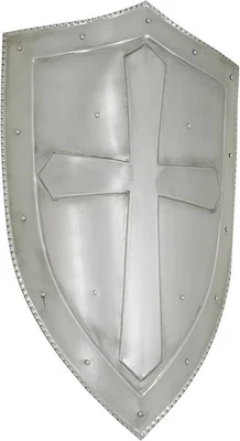 Escudo guerrero medieval caballero templario cruzado 18G acero LARP Foto 1 de 4