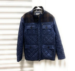 Cole Haan Men Blue Plaid Quilted Jacket Outerwear Signature M - Picture 1 of 10