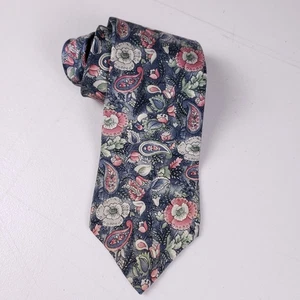 Stafford Vollseidenkrawatte Blau Blumen Paisley Herrenkrawatte Botanischer Druck - Bild 1 von 7