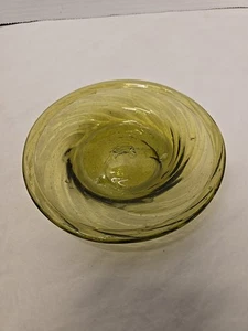 Green Swirl flache Schüssel Teller mundgeblasenes Glas 7 cm - Bild 1 von 6