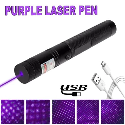 VASTFIRE Purple LaserPointer USB Rechargeable Pen Visible Beam Light Lazer