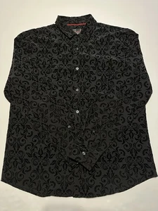 Camisa de Vestir Bruno LUXE Nueva York Manga Larga Negra Diseño Floral Textura Hombres Talla L - Imagen 1 de 7