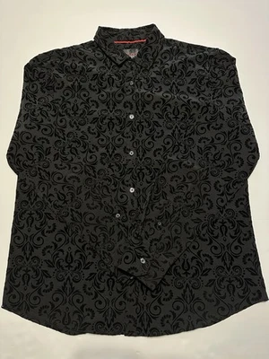 Bruno LUXE New York Dress Shirt Long Sleeve Black Floral Design Texture Men Sz L - Image 1 of 4