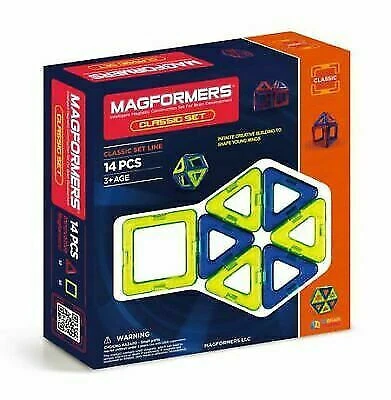 Magformers Classic 14 Pieces, Yellow, Blue, Magnetic Geometric Tiles Stem Toy  - Image 1 of 4