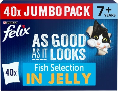 FELIX as Good as It Looks Senior 7+ Fish Selection in Jelly Wet Cat Food 40X85G