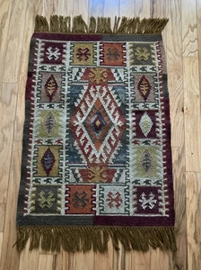 Alfombra Natural Tejido a Mano Lana Yute Alfombra, Alfombra Kilim Vintage, Kilim Tradicional 2 X 3 - Imagen 1 de 6