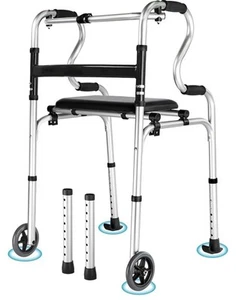 Eosprim Walker, Sit to Stand Assist Handles,Seat,350lbs Capacity - Picture 1 of 7