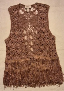 Chico's Thirty Unforgettable Years Hippy Boho Fringe Vest 2 (Large/12) - Picture 1 of 8