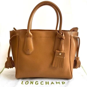 Bolso de Mano Longchamp Penélope Cuero Marrón Camel Beige Elegante de Japón Mujer - Imagen 1 de 18