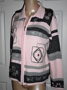 ALLISON DALEY CARDIGAN PULLOVER PETITES DAMEN M REISSVERSCHLUSS ROSA & GRAU BESTICKT - Bild 1 von 4