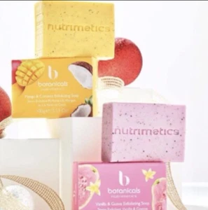 2 Items Nutrimetics Botanicals Exfoliating Soap Vanilla Guava Mango Coconut - Picture 1 of 2
