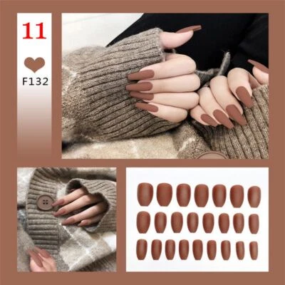 24pcs Short Solid Color False Nail Square Press on Nails  Detachable Wearable ❀ - Image 1 of 4