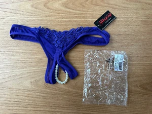 Crotchless stimulating pleasure panties w pearl style beads purple NWT O/S Sexy - Picture 1 of 5
