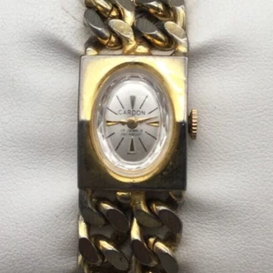 Vtg Cardon Watch 23mm Gold Tone 17 Jewels Incabloc Multi-Chain Band Manual Wind - Picture 1 of 16