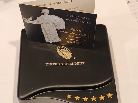 2016 STANDING LIBERTY COMMEMORATIVE 1/4 OZ GOLD IN BOX    #76 Cover