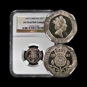 GREAT BRITAIN. 1997, 20 Pence - NGC PF70 - Top Pop 🥇 QEII, England, Tudor Rose - Picture 1 of 5