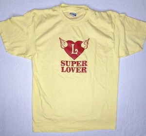 Vintage Hanes Fifty-fifty Super Lover gelbes T-Shirt XL mit rotem Umhang 90er - Bild 1 von 8