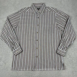 Ermenegildo Zegna Shirt Mens Large Striped Italy Long Sleeve Button Up Luxury - Picture 1 of 8