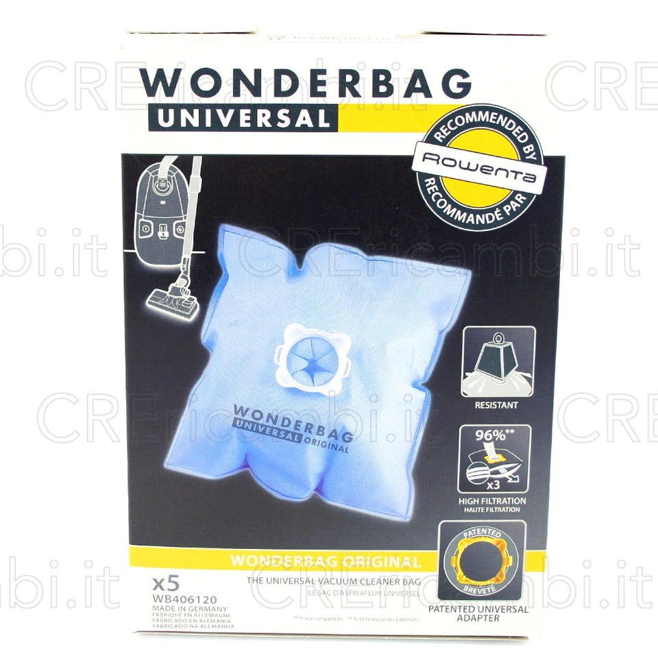 ROWENTA Confezione 5 Sacchetti Universali Wonderbag Originali Aspirapolvere - Immagine 1 di 1