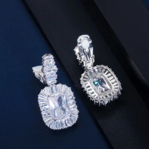 Silver Plated Clip on Women Earrings Without Piercing Cubic Zirconia Jewellery - Bild 1 von 8