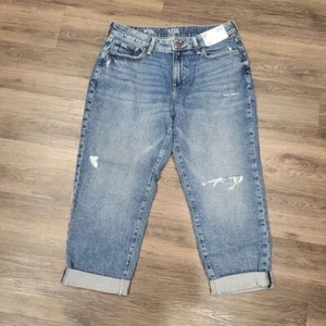 a.n.a Mid-Rise Boyfriend Distressed Jeans Light Wash Denim Casual Comfort - Picture 1 of 6