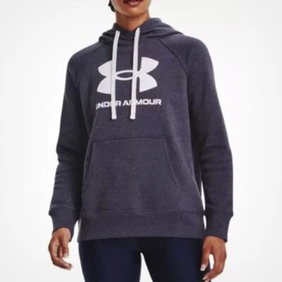 Under Armour Rival Fleece Logo Hoodie in Silver, Size 2XL - Image 1 of 2