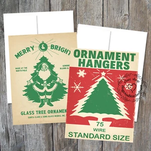2 adornos de Santa y colgadores de árboles estilo retro tarjeta de regalo de Navidad #C13 - Imagen 1 de 2