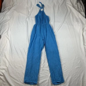 Firenze In Maglia 100% Linen Jumpsuit Women’s Large Made In Italy Halter Pockets - Picture 1 of 8