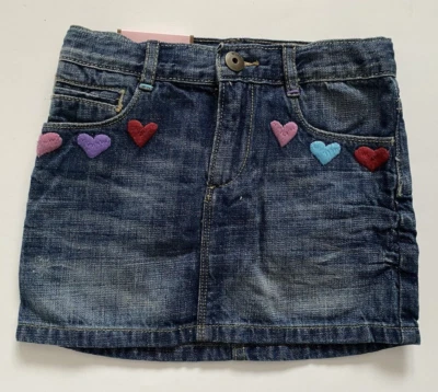 Falda vaquera bebé gap niñas lavado medio bordada corazones talla 5 años NUEVO Foto 1 de 2