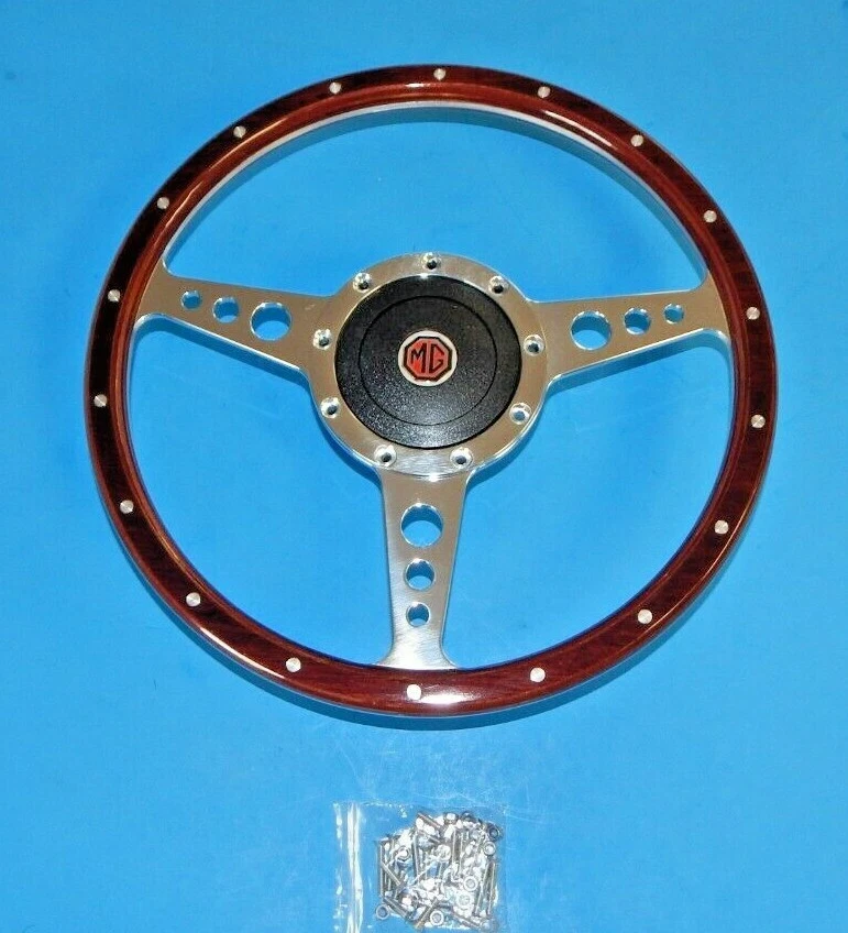 New 13" Wood Steering Wheel and Adaptor for MGB 1970-76 MG Midget 1970-77  - Image 1 of 4