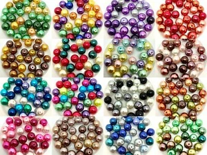 Mix of Glass Faux Pearls - Colour themed packs, choose 3, 4, 6, 8, 10 or 12mm - Picture 1 of 27