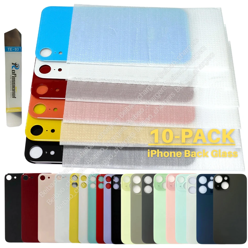 10PACK Lot Back Glass Replacement Rear Cover Big Hole For 11 12 13 14 15 Pro Max - Image 1 of 1