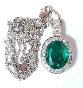 Collar de diamantes esmeralda natural de 4,63 quilates con certificación GIA oro 11253 14 quilates - Imagen 1 de 7