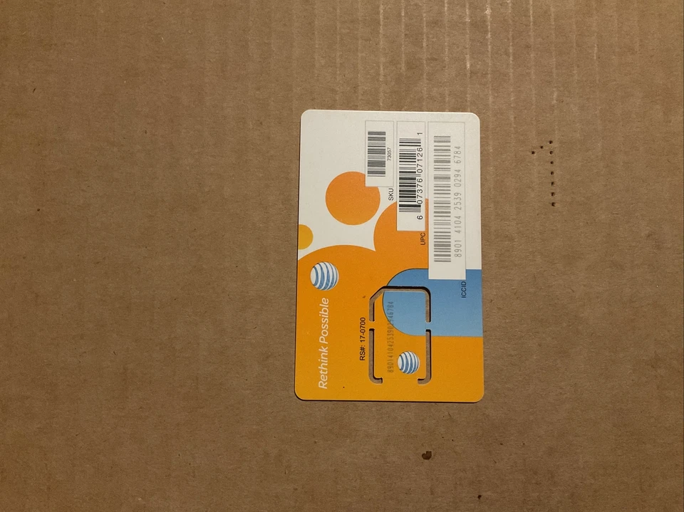 New AT&T Full Size SIM Card CLEAN SKU# 73057 - CLEAN - Fits all brands - Image 1 of 2