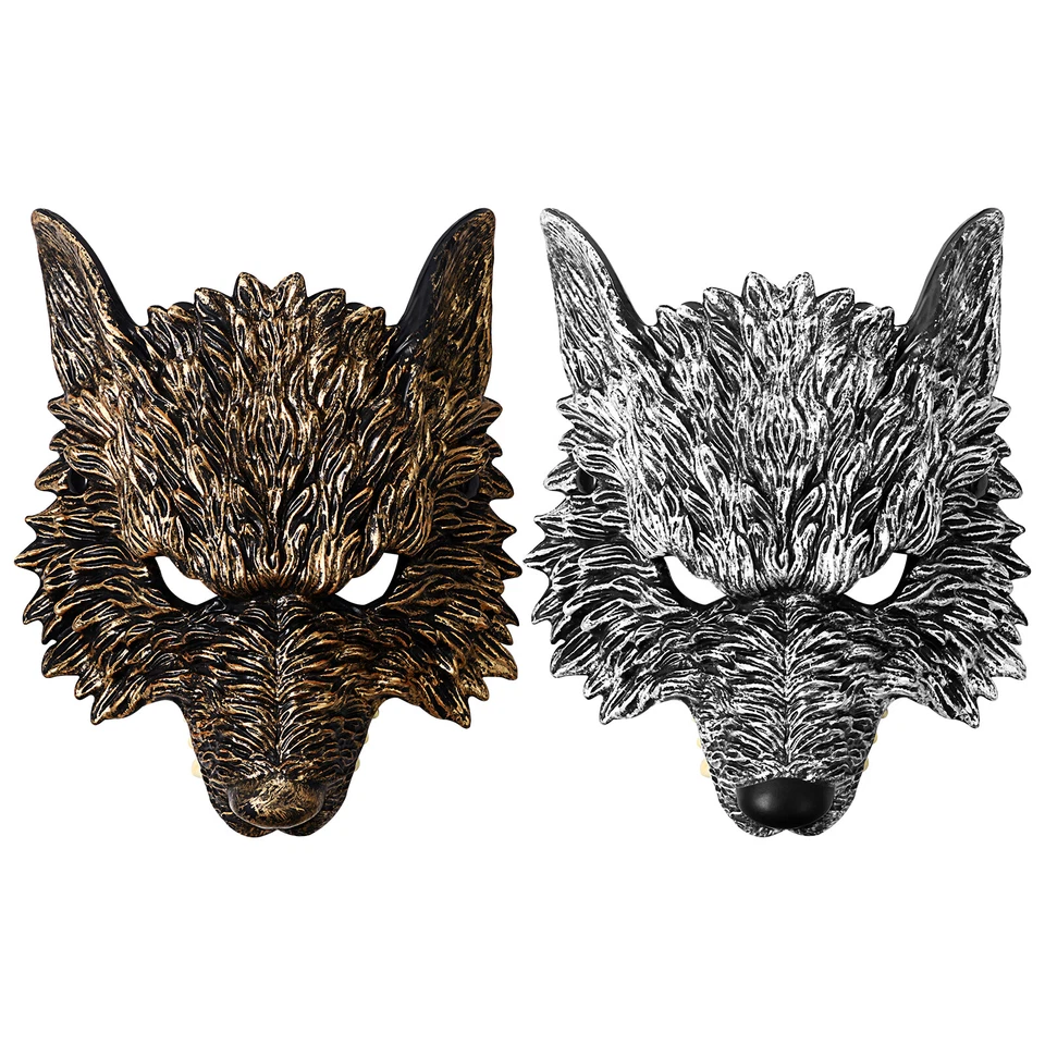 Steampunk 3D Werewolf Half Face Mask Animal Cosplay Party Costume for Halloween - Image 1 of 2