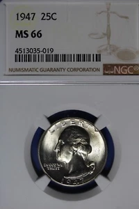 1947 NGC 25C MS66 WASHINGTON QUARTER #B50218 - Picture 1 of 2