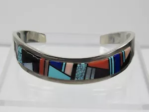 Tommy Jackson Navajo Silberschmied Multi Stein Intarsien Sterlingsilber Armband - Bild 1 von 22