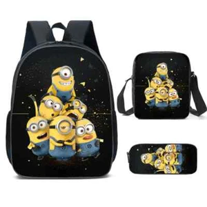 16" Minions Cartoon Heart Backpacks School College Student Bookbag Laptop Bags - Picture 1 of 19