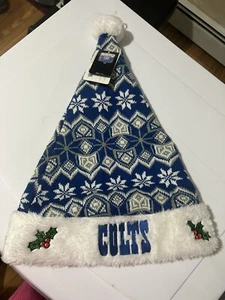 New Indianapolis Colts Christmas Santa Hat Blue White Embroidered Pom NFL - Picture 1 of 2