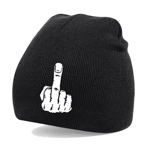 Mittelfinger Stinkefinger - Strick Mütze Beanie - bestickt - Bild 1 von 1