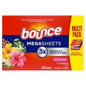 Bounce Paradise Blossom Mega Dryer Sheets 180 Count 5 in 1 Benefits - Foto 1 di 8
