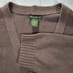 Eddie Bauer Women's XL Linen Cotton Brown Cardigan 3/4 Sleeve Sweater - Picture 1 of 7