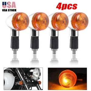 4 PIEZAS Luces intermitentes traseras delanteras para motocicleta indicadores cromados bala ámbar - Imagen 1 de 8