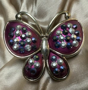 Vintage Large Butterfly Ring Costume Jewelry Party Cocktail Purple Adjustable - Picture 1 of 3