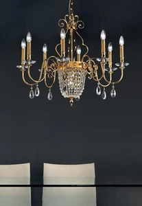 Lampadario di lusso sospensione in cristallo design moderno oro 9 luci MS-136 - Imagen 1 de 1