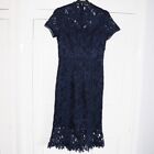 Chi Chi London Lace Pencil Dress Size UK8 Navy Women’s Short Sleeve Party Bnwt