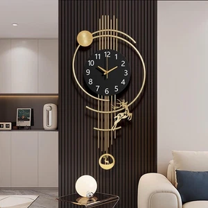 Moderno Reloj de Pared Silencioso Grande Dorado Art Deco Salón Decoración del Hogar - Imagen 1 de 12