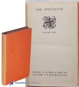 The Spectator, Volume 2 only (of 4): Very Good Everyman's Library HC/DJ 89656 - Imagen 1 de 1